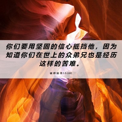 Picture 06 - 彼 得 前 书 5:9 CUVS - 你 们 要 用 坚 固 的 信 心 抵 挡 他 - Bible Verse Picture