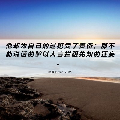 Picture 06 - 彼 得 后 书 2:16 CUVS - 他 却 为 自 己 的 过 犯 受 了 责 备 - Bible Verse Picture