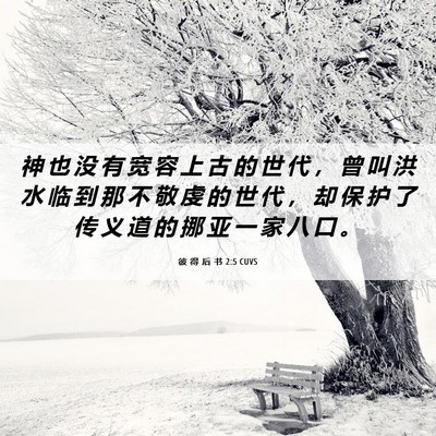 Picture 06 - 彼 得 后 书 2:5 CUVS - 神 也 没 有 宽 容 上 古 的 世 代 ， - Bible Verse Picture