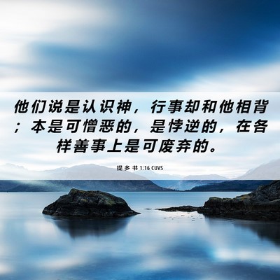 Picture 06 - 提 多 书 1:16 CUVS - 他 们 说 是 认 识 神 ， 行 事 却 和 - Bible Verse Picture