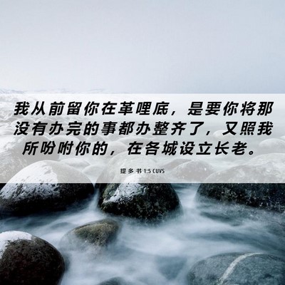 Picture 06 - 提 多 书 1:5 CUVS - 我 从 前 留 你 在 革 哩 底 ， 是 要 - Bible Verse Picture