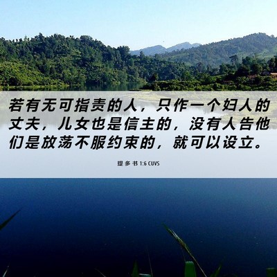 Picture 06 - 提 多 书 1:6 CUVS - 若 有 无 可 指 责 的 人 ， 只 作 一 - Bible Verse Picture