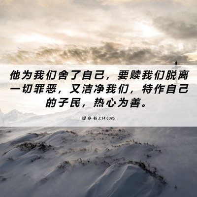 Picture 06 - 提 多 书 2:14 CUVS - 他 为 我 们 舍 了 自 己 ， 要 赎 我 - Bible Verse Picture