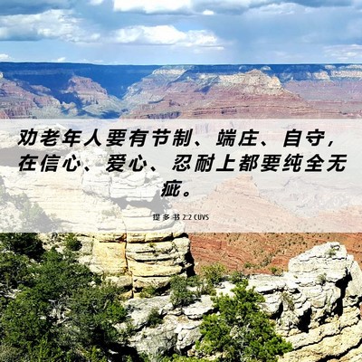 Picture 06 - 提 多 书 2:2 CUVS - 劝 老 年 人 要 有 节 制 、 端 庄 、 - Bible Verse Picture