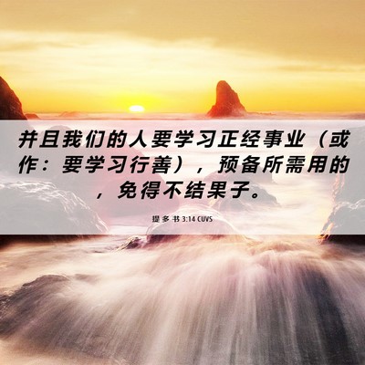 Picture 06 - 提 多 书 3:14 CUVS - 并 且 我 们 的 人 要 学 习 正 经 事 - Bible Verse Picture