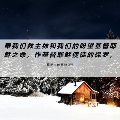 Picture 06 - 提 摩 太 前 书 1:1 CUVS - 奉 我 们 救 主 神 和 我 们 的 盼 望 - Bible Verse Picture