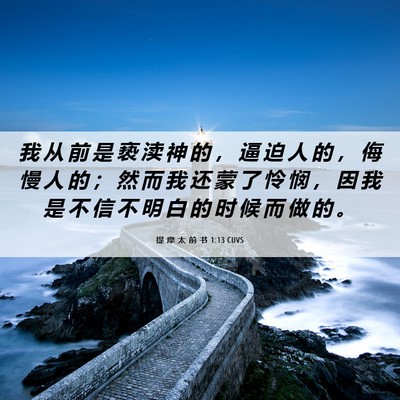 Picture 06 - 提 摩 太 前 书 1:13 CUVS - 我 从 前 是 亵 渎 神 的 ， 逼 迫 人 - Bible Verse Picture