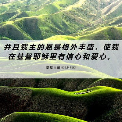 Picture 06 - 提 摩 太 前 书 1:14 CUVS - 并 且 我 主 的 恩 是 格 外 丰 盛 ， - Bible Verse Picture