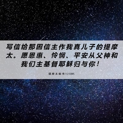 Picture 06 - 提 摩 太 前 书 1:2 CUVS - 写 信 给 那 因 信 主 作 我 真 儿 子 - Bible Verse Picture