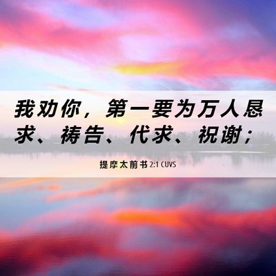 Picture 06 - 提 摩 太 前 书 2:1 CUVS - 我 劝 你 ， 第 一 要 为 万 人 恳 求 - Bible Verse Picture