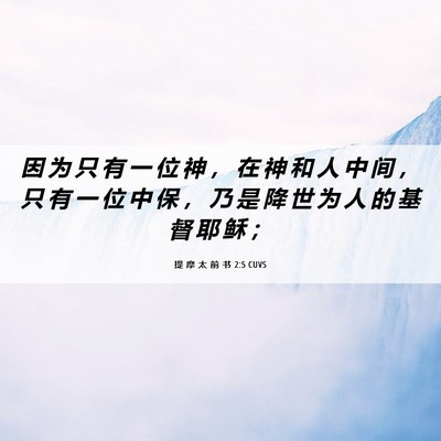 Picture 06 - 提 摩 太 前 书 2:5 CUVS - 因 为 只 有 一 位 神 ， 在 神 和 人 - Bible Verse Picture