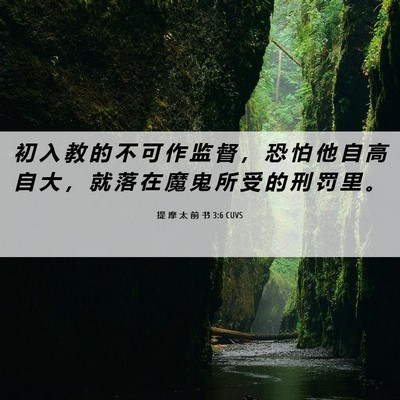 Picture 06 - 提 摩 太 前 书 3:6 CUVS - 初 入 教 的 不 可 作 监 督 ， 恐 怕 - Bible Verse Picture