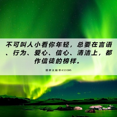 Picture 06 - 提 摩 太 前 书 4:12 CUVS - 不 可 叫 人 小 看 你 年 轻 ， 总 要 - Bible Verse Picture
