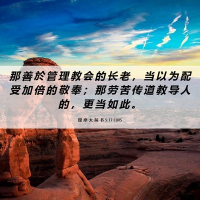 Picture 06 - 提 摩 太 前 书 5:17 CUVS - 那 善 於 管 理 教 会 的 长 老 ， 当 - Bible Verse Picture