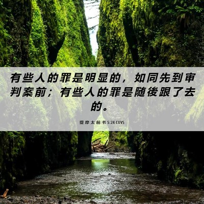 Picture 06 - 提 摩 太 前 书 5:24 CUVS - 有 些 人 的 罪 是 明 显 的 ， 如 同 - Bible Verse Picture