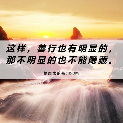 Picture 06 - 提 摩 太 前 书 5:25 CUVS - 这 样 ， 善 行 也 有 明 显 的 ， 那 - Bible Verse Picture