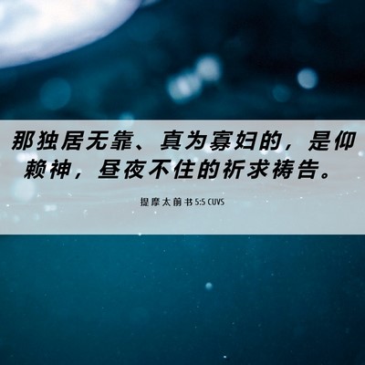 Picture 06 - 提 摩 太 前 书 5:5 CUVS - 那 独 居 无 靠 、 真 为 寡 妇 的 ， - Bible Verse Picture