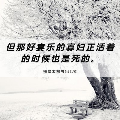 Picture 06 - 提 摩 太 前 书 5:6 CUVS - 但 那 好 宴 乐 的 寡 妇 正 活 着 的 - Bible Verse Picture