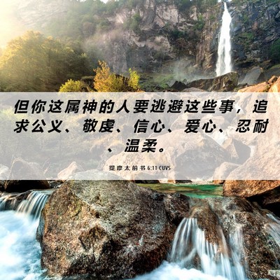 Picture 06 - 提 摩 太 前 书 6:11 CUVS - 但 你 这 属 神 的 人 要 逃 避 这 些 - Bible Verse Picture