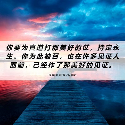 Picture 06 - 提 摩 太 前 书 6:12 CUVS - 你 要 为 真 道 打 那 美 好 的 仗 ， - Bible Verse Picture