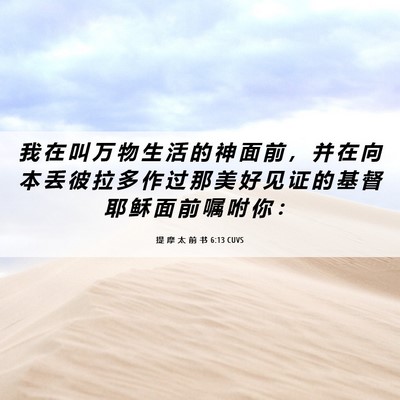 Picture 06 - 提 摩 太 前 书 6:13 CUVS - 我 在 叫 万 物 生 活 的 神 面 前 ， - Bible Verse Picture