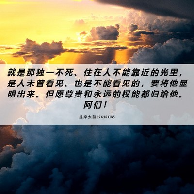 Picture 06 - 提 摩 太 前 书 6:16 CUVS - 就 是 那 独 一 不 死 、 住 在 人 不 - Bible Verse Picture