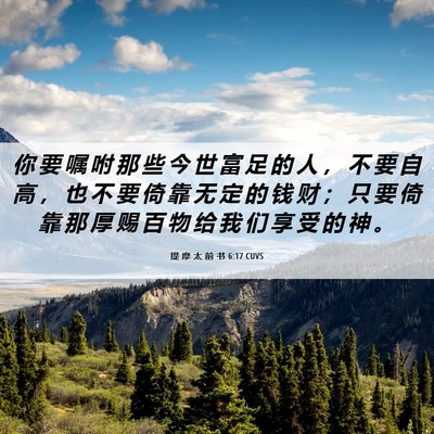 Picture 06 - 提 摩 太 前 书 6:17 CUVS - 你 要 嘱 咐 那 些 今 世 富 足 的 人 - Bible Verse Picture
