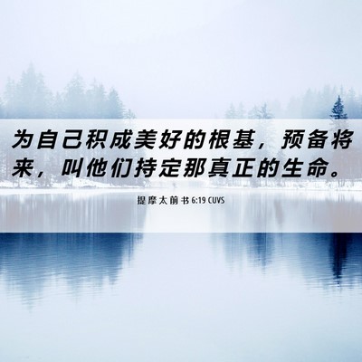 Picture 06 - 提 摩 太 前 书 6:19 CUVS - 为 自 己 积 成 美 好 的 根 基 ， 预 - Bible Verse Picture