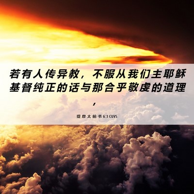 Picture 06 - 提 摩 太 前 书 6:3 CUVS - 若 有 人 传 异 教 ， 不 服 从 我 们 - Bible Verse Picture