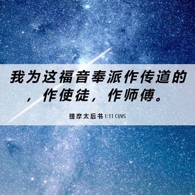 Picture 06 - 提 摩 太 后 书 1:11 CUVS - 我 为 这 福 音 奉 派 作 传 道 的 ， - Bible Verse Picture