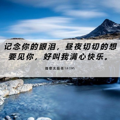 Picture 06 - 提 摩 太 后 书 1:4 CUVS - 记 念 你 的 眼 泪 ， 昼 夜 切 切 的 - Bible Verse Picture