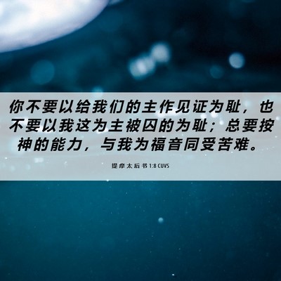 Picture 06 - 提 摩 太 后 书 1:8 CUVS - 你 不 要 以 给 我 们 的 主 作 见 证 - Bible Verse Picture