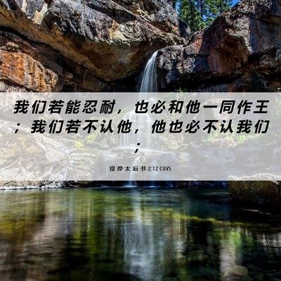 Picture 06 - 提 摩 太 后 书 2:12 CUVS - 我 们 若 能 忍 耐 ， 也 必 和 他 一 - Bible Verse Picture
