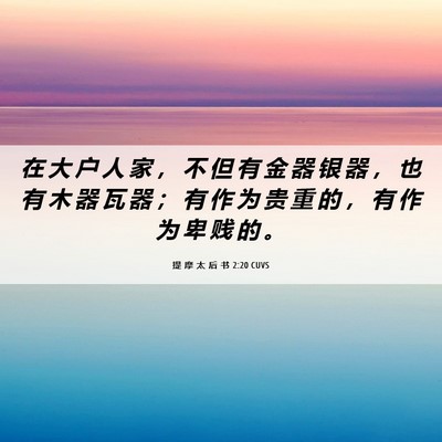 Picture 06 - 提 摩 太 后 书 2:20 CUVS - 在 大 户 人 家 ， 不 但 有 金 器 银 - Bible Verse Picture