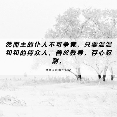 Picture 06 - 提 摩 太 后 书 2:24 CUVS - 然 而 主 的 仆 人 不 可 争 竞 ， 只 - Bible Verse Picture