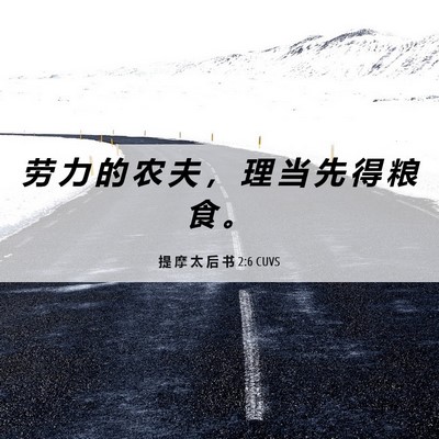 Picture 06 - 提 摩 太 后 书 2:6 CUVS - 劳 力 的 农 夫 ， 理 当 先 得 粮 食 - Bible Verse Picture