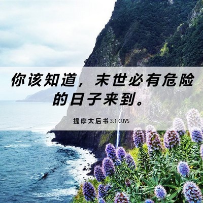 Picture 06 - 提 摩 太 后 书 3:1 CUVS - 你 该 知 道 ， 末 世 必 有 危 险 的 - Bible Verse Picture