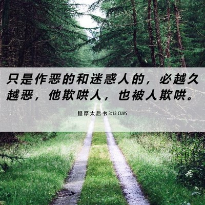 Picture 06 - 提 摩 太 后 书 3:13 CUVS - 只 是 作 恶 的 和 迷 惑 人 的 ， 必 - Bible Verse Picture