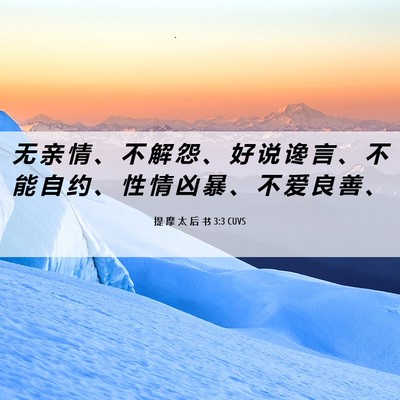 Picture 06 - 提 摩 太 后 书 3:3 CUVS - 无 亲 情 、 不 解 怨 、 好 说 谗 言 - Bible Verse Picture