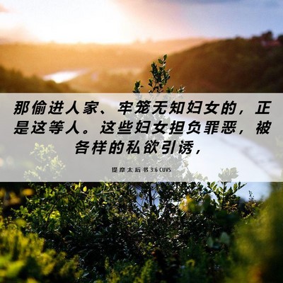 Picture 06 - 提 摩 太 后 书 3:6 CUVS - 那 偷 进 人 家 、 牢 笼 无 知 妇 女 - Bible Verse Picture