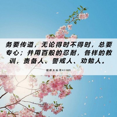 Picture 06 - 提 摩 太 后 书 4:2 CUVS - 务 要 传 道 ， 无 论 得 时 不 得 时 - Bible Verse Picture