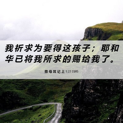 Picture 06 - 撒 母 耳 记 上 1:27 CUVS - 我 祈 求 为 要 得 这 孩 子 ； 耶 和 - Bible Verse Picture