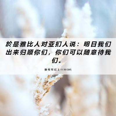 Picture 06 - 撒 母 耳 记 上 11:10 CUVS - 於 是 雅 比 人 对 亚 扪 人 说 ： 明 - Bible Verse Picture