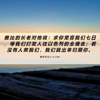 Picture 06 - 撒 母 耳 记 上 11:3 CUVS - 雅 比 的 长 老 对 他 说 ： 求 你 宽 - Bible Verse Picture