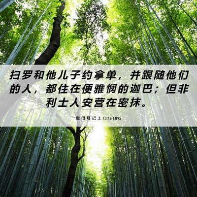Picture 06 - 撒 母 耳 记 上 13:16 CUVS - 扫 罗 和 他 儿 子 约 拿 单 ， 并 跟 - Bible Verse Picture