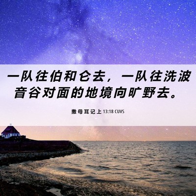Picture 06 - 撒 母 耳 记 上 13:18 CUVS - 一 队 往 伯 和 仑 去 ， 一 队 往 洗 - Bible Verse Picture