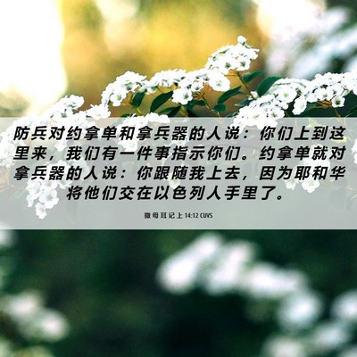 Picture 06 - 撒 母 耳 记 上 14:12 CUVS - 防 兵 对 约 拿 单 和 拿 兵 器 的 人 - Bible Verse Picture