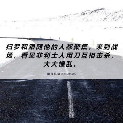 Picture 06 - 撒 母 耳 记 上 14:20 CUVS - 扫 罗 和 跟 随 他 的 人 都 聚 集 ， - Bible Verse Picture
