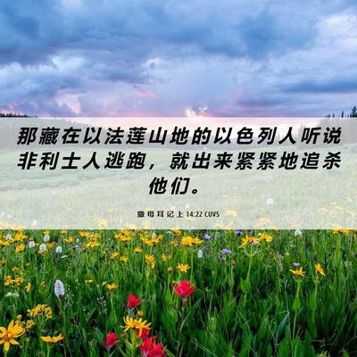 Picture 06 - 撒 母 耳 记 上 14:22 CUVS - 那 藏 在 以 法 莲 山 地 的 以 色 列 - Bible Verse Picture