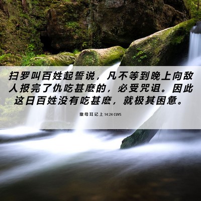 Picture 06 - 撒 母 耳 记 上 14:24 CUVS - 扫 罗 叫 百 姓 起 誓 说 ， 凡 不 等 - Bible Verse Picture
